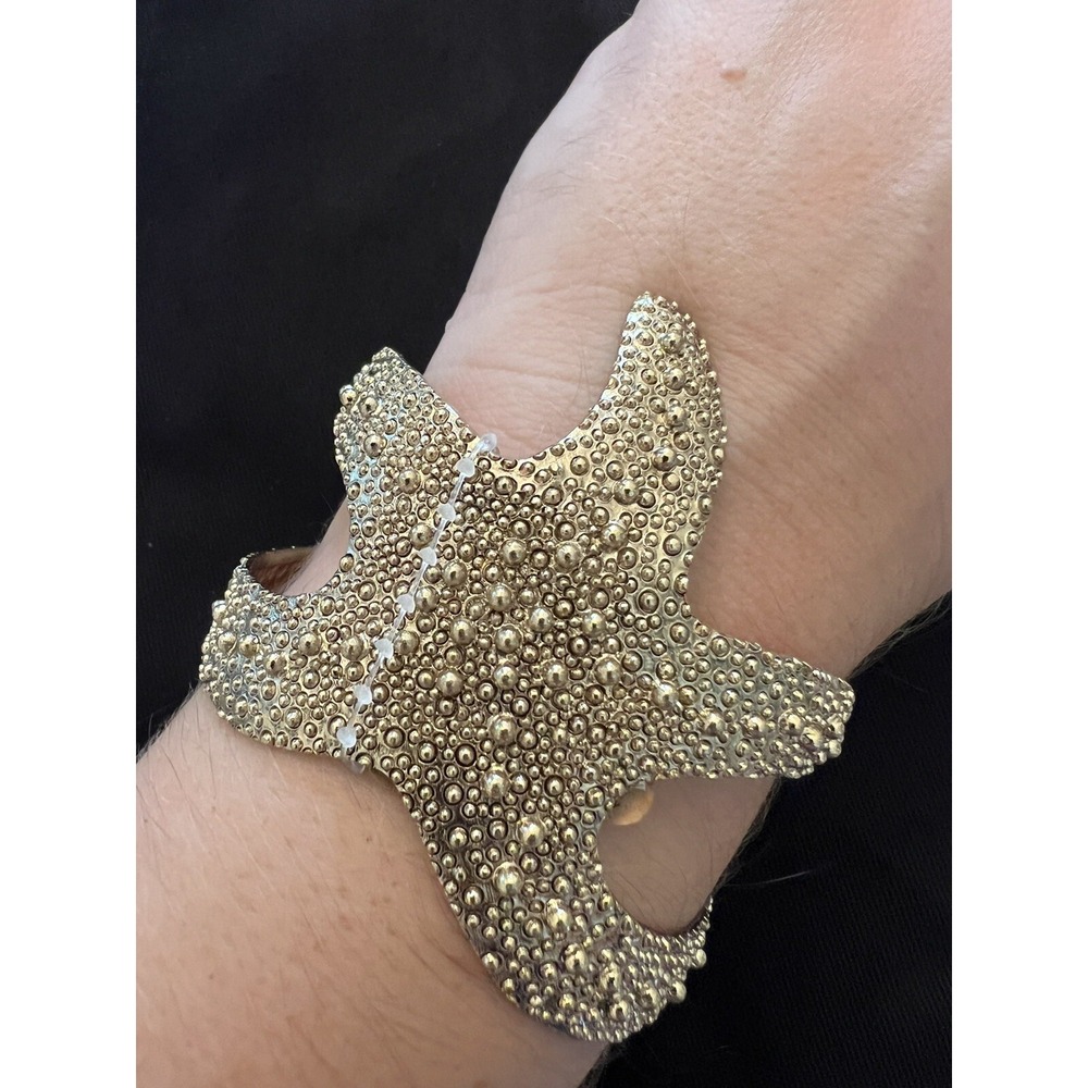 NWT Lucky‎ You Starfish Chunky Gold Tone Textured Cuff Bracelet